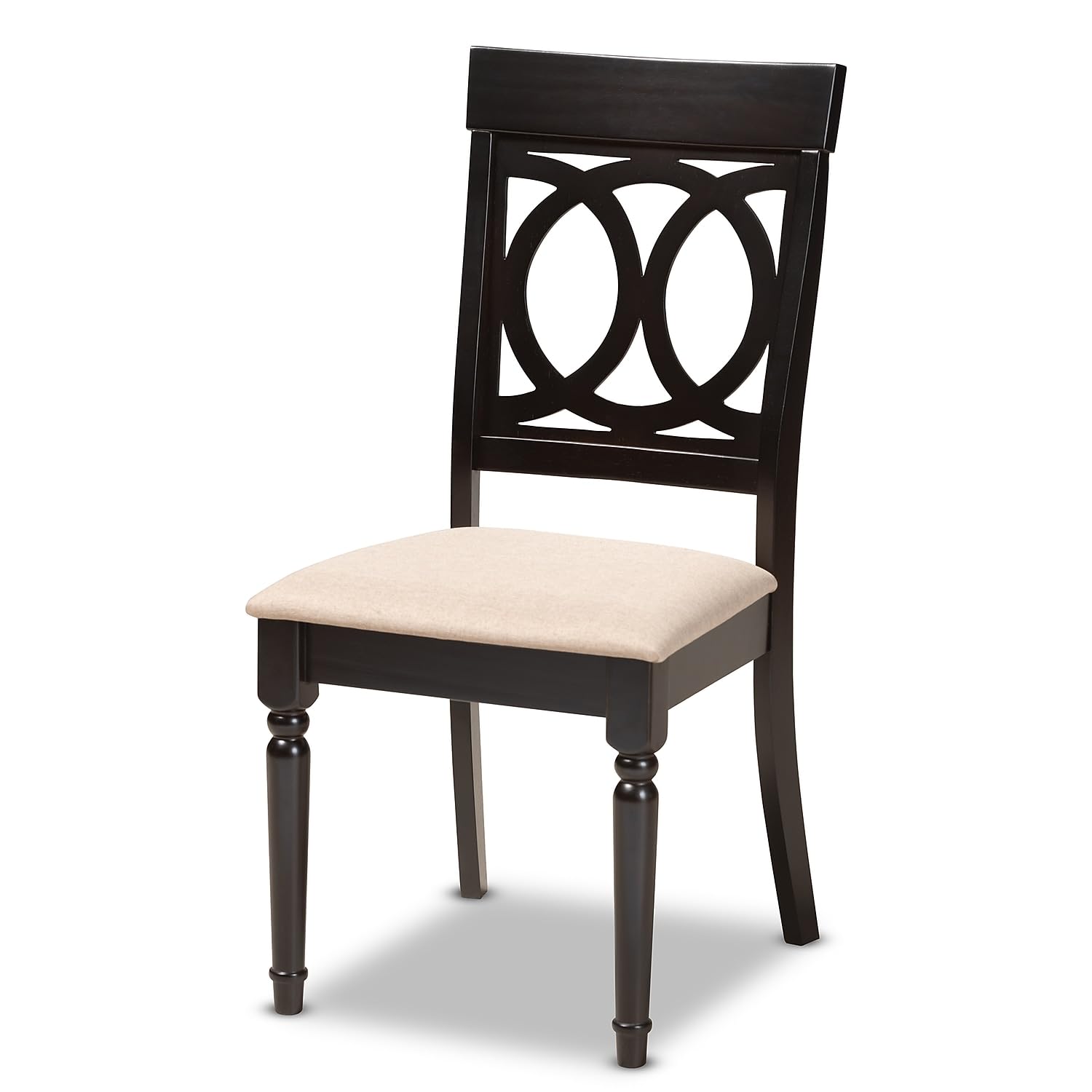Baxton Studio Lucie Contemporary Fabric Dining Chair, Sand and Espresso, 4/Set (157-9731-HiT)